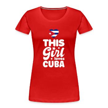 Drapeau de Cuba Caraïbes Vacances Cuba Voyage La Havane - T-shirt bio Premium Femme - rouge - Devant - Mia (176cm)