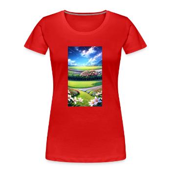 Landscape with 4 Areas, Generative AI - Frauen Premium Bio T-Shirt - Rot - Vorne - Mia (176cm)