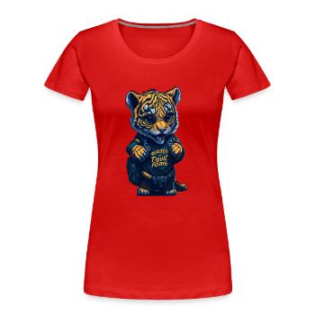 1.Klasse, Schulanfänger, Erstklässler - Frauen Premium Bio T-Shirt - Rot - Vorne - Mia (176cm)