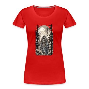 Retro Japan Yokai Skelett Dämon Ukiyo-E - Frauen Premium Bio T-Shirt - Rot - Vorne - Mia (176cm)