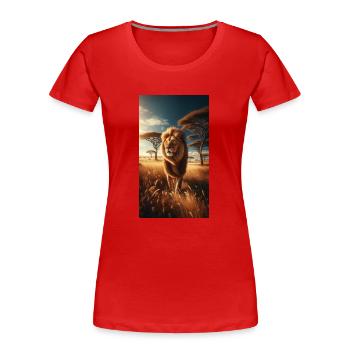 Löwe in der Savanne - Frauen Premium Bio T-Shirt - Rot - Vorne - Mia (176cm)