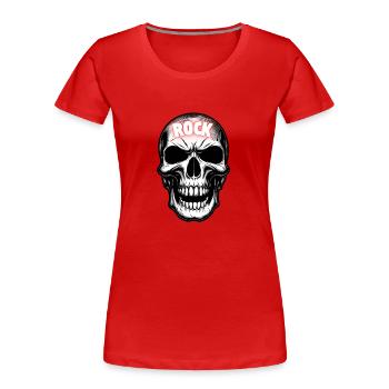 Rock Music Skull - Women's Premium Organic T-Shirt - red - Front - Mia (176cm)