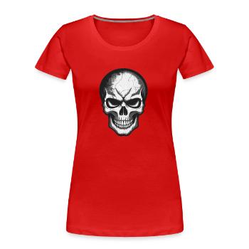 Rock Music Skull - Women's Premium Organic T-Shirt - red - Front - Mia (176cm)