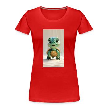Skurrile 3D-animierte Schildkröte - Frauen Premium Bio T-Shirt - Rot - Vorne - Mia (176cm)