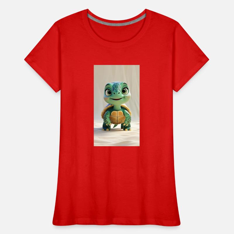 Whimsical 3D Animated Turtle Women's Premium Organic T-Shirt