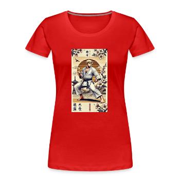 Karaté MAÎTRE - T-shirt bio Premium Femme - rouge - Devant - Mia (176cm)
