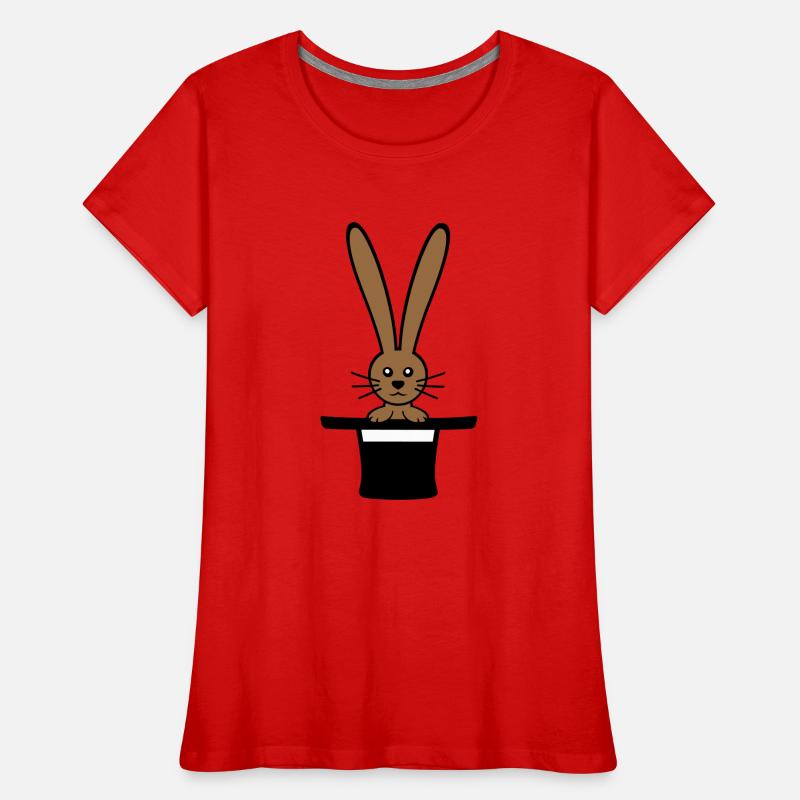Lapin Chapeau Haut de forme Sorcier Lapin Sorcier Mignon T-shirt bio Premium Femme