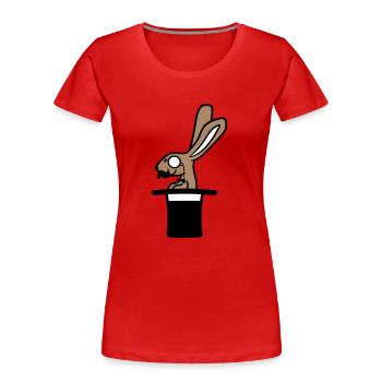Sir Rabbit Monocle Glasses Beard Top Hat Wizard - Women's Premium Organic T-Shirt - red - Front - Mia (176cm)