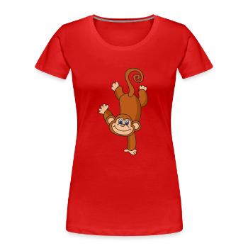 monkey - Women's Premium Organic T-Shirt - red - Front - Mia (176cm)