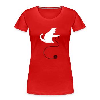 Katze - Frauen Premium Bio T-Shirt - Rot - Vorne - Mia (176cm)