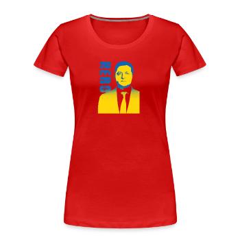 hero.Ukraine, Selenski, Zelinsky, Selenskyi, - Frauen Premium Bio T-Shirt - Rot - Vorne - Mia (176cm)