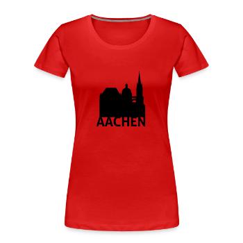 Aachen - Frauen Premium Bio T-Shirt - Rot - Vorne - Mia (176cm)