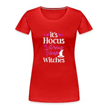 Witch Halloween Broom - Women's Premium Organic T-Shirt - red - Front - Mia (176cm)