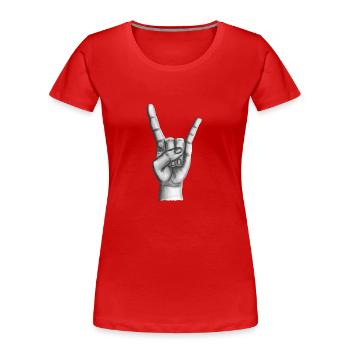Metalhand Heavy Metal Hand - Frauen Premium Bio T-Shirt - Rot - Vorne - Mia (176cm)