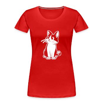 Katzendame Katzenfreund Katzengesicht - Frauen Premium Bio T-Shirt - Rot - Vorne - Mia (176cm)