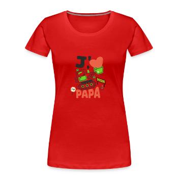 J'aime mon papa cadeau père et fils fille - T-shirt bio Premium Femme - rouge - Devant - Mia (176cm)
