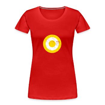 Safran en détresse et cible blanche - T-shirt bio Premium Femme - rouge - Devant - Mia (176cm)