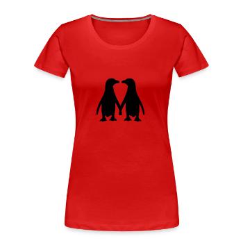 Pinguin - Frauen Premium Bio T-Shirt - Rot - Vorne - Mia (176cm)
