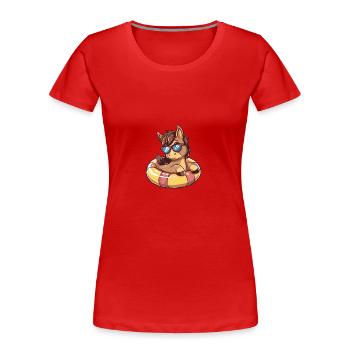 Pferd Sommer Comic - Frauen Premium Bio T-Shirt - Rot - Vorne - Mia (176cm)