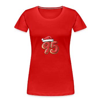 95 Nombre Noël - T-shirt bio Premium Femme - rouge - Devant - Mia (176cm)