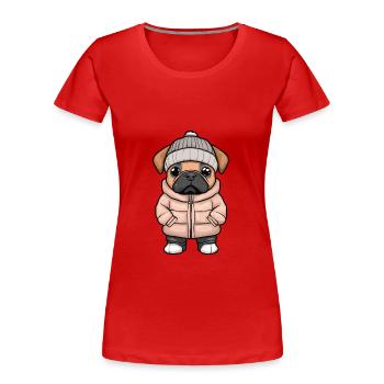Boxer Hund Winter - Frauen Premium Bio T-Shirt - Rot - Vorne - Mia (176cm)