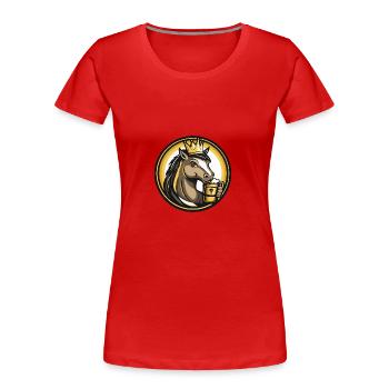 Pferd Bier Comic - Frauen Premium Bio T-Shirt - Rot - Vorne - Mia (176cm)