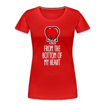Lustige Valentinstag Valentin Arsch Herz cartoon - Frauen Premium Bio T-Shirt - Rot - Vorne - Mia (176cm)