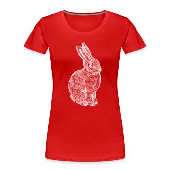 Silhouette de lapin imprimé printemps - T-shirt bio Premium Femme - rouge - Devant - Mia (176cm)