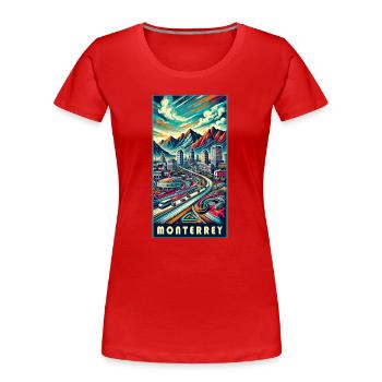 Monterrey Mexiko Stadt Reise Design - Frauen Premium Bio T-Shirt - Rot - Vorne - Mia (176cm)