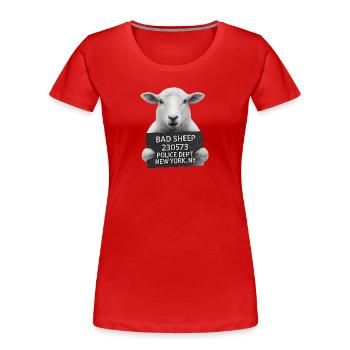 Motif du bouclier de mouton mauvais - T-shirt bio Premium Femme - rouge - Devant - Mia (176cm)