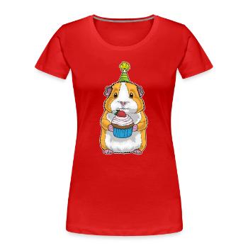 Meerschweinchen Geburtstag Cupcake - Frauen Premium Bio T-Shirt - Rot - Vorne - Mia (176cm)
