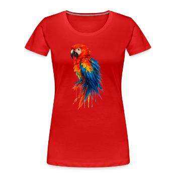 Papagei-Ara, Aquarell, farbenfroher Vogel - Frauen Premium Bio T-Shirt - Rot - Vorne - Mia (176cm)