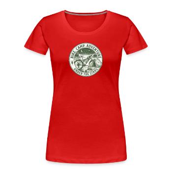 Bike & Camp... Explore the quiet Spots - Frauen Premium Bio T-Shirt - Rot - Vorne - Mia (176cm)