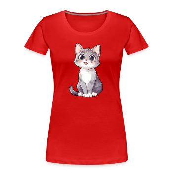 Süße Katze Kind Geburtstag - Frauen Premium Bio T-Shirt - Rot - Vorne - Mia (176cm)