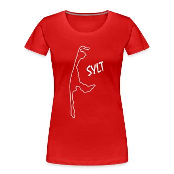 DIe Insel Karte von Sylt Deutschland - Frauen Premium Bio T-Shirt - Rot - Vorne - Mia (176cm)