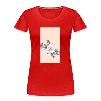 Pastellfarbe Hautton Rosen Grau Blätter Blumen - Frauen Premium Bio T-Shirt - Rot - Vorne - Mia (176cm)