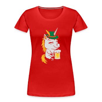 Party Unicorn Bière Boisson - T-shirt bio Premium Femme - rouge - Devant - Mia (176cm)