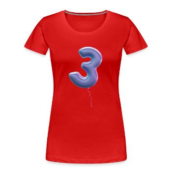 Zahl 3 als Ballon: Geburtstag, Jahrestag, Sieger - Frauen Premium Bio T-Shirt - Rot - Vorne - Mia (176cm)