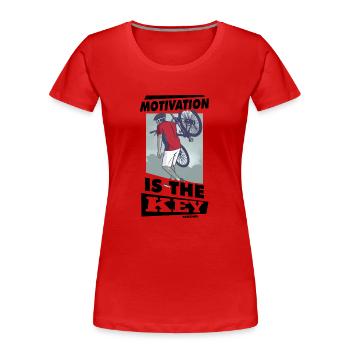 Motivation - Frauen Premium Bio T-Shirt - Rot - Vorne - Mia (176cm)