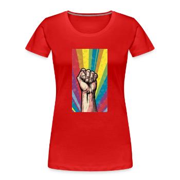 Poing - T-shirt bio Premium Femme - rouge - Devant - Mia (176cm)
