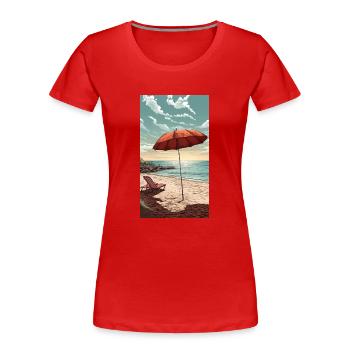 Plage - T-shirt bio Premium Femme - rouge - Devant - Mia (176cm)