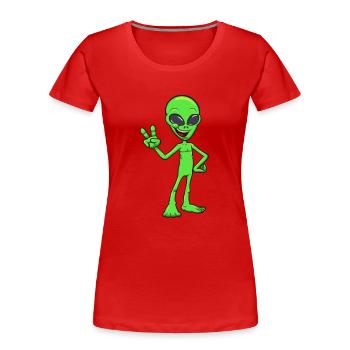 Freundlicher Außerirdischer - Frauen Premium Bio T-Shirt - Rot - Vorne - Mia (176cm)