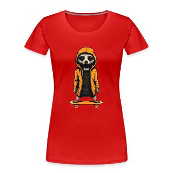 Suricates patinant sur planche à roulettes - T-shirt bio Premium Femme - rouge - Devant - Mia (176cm)