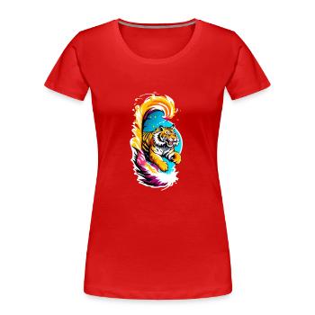 Tiger Leap - Women's Premium Organic T-Shirt - red - Front - Mia (176cm)