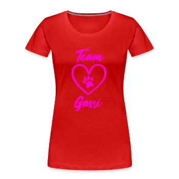 Équipe Chien Promenade Patte Amour - T-shirt bio Premium Femme - rouge - Devant - Mia (176cm)