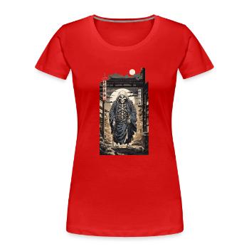 Japan Yokai Skelett Geist Edo Ukiyo-E Kunst - Frauen Premium Bio T-Shirt - Rot - Vorne - Mia (176cm)