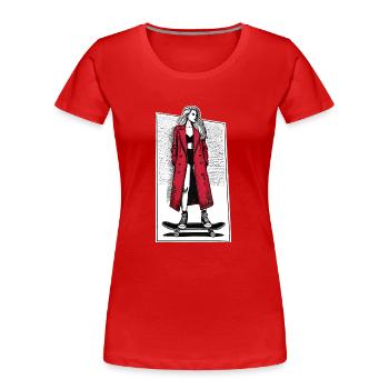 Mädchen auf Skateboard - Frauen Premium Bio T-Shirt - Rot - Vorne - Mia (176cm)