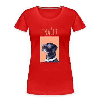 INAČE MAJICA - Frauen Premium Bio T-Shirt - Rot - Vorne - Mia (176cm)