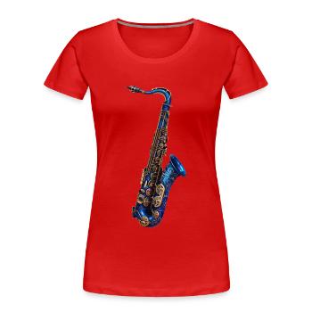 Saxophon - Frauen Premium Bio T-Shirt - Rot - Vorne - Mia (176cm)