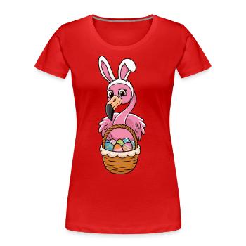 Pretty Easter Flamingo with Easter Basket - Frauen Premium Bio T-Shirt - Rot - Vorne - Mia (176cm)